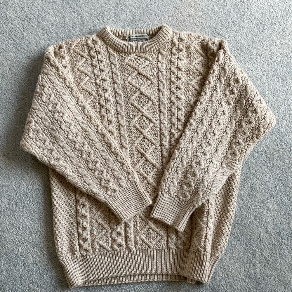 Aran sweater market wool unisex sweater